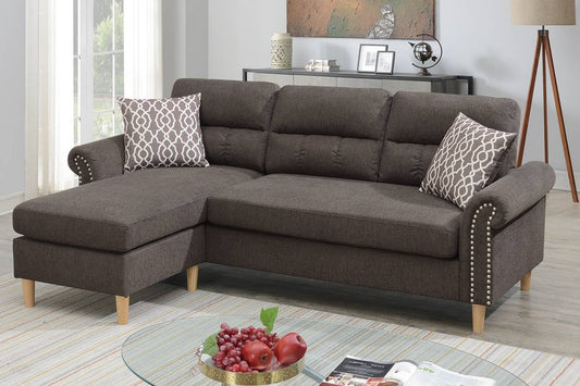 Reversible Sectional Set W/ 2 Accent Pillows