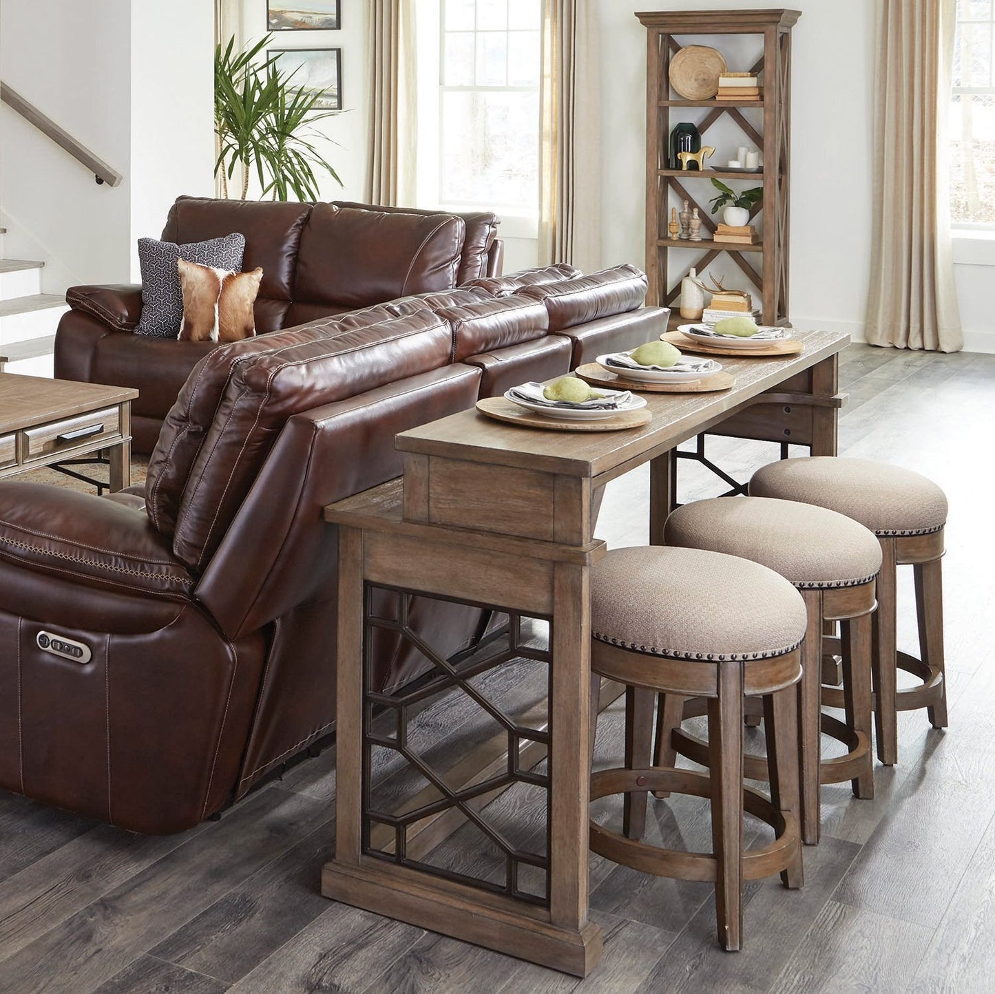 SUNDANCE - SANDSTONE EVERYWHERE CONSOLE WITH 3 STOOLS