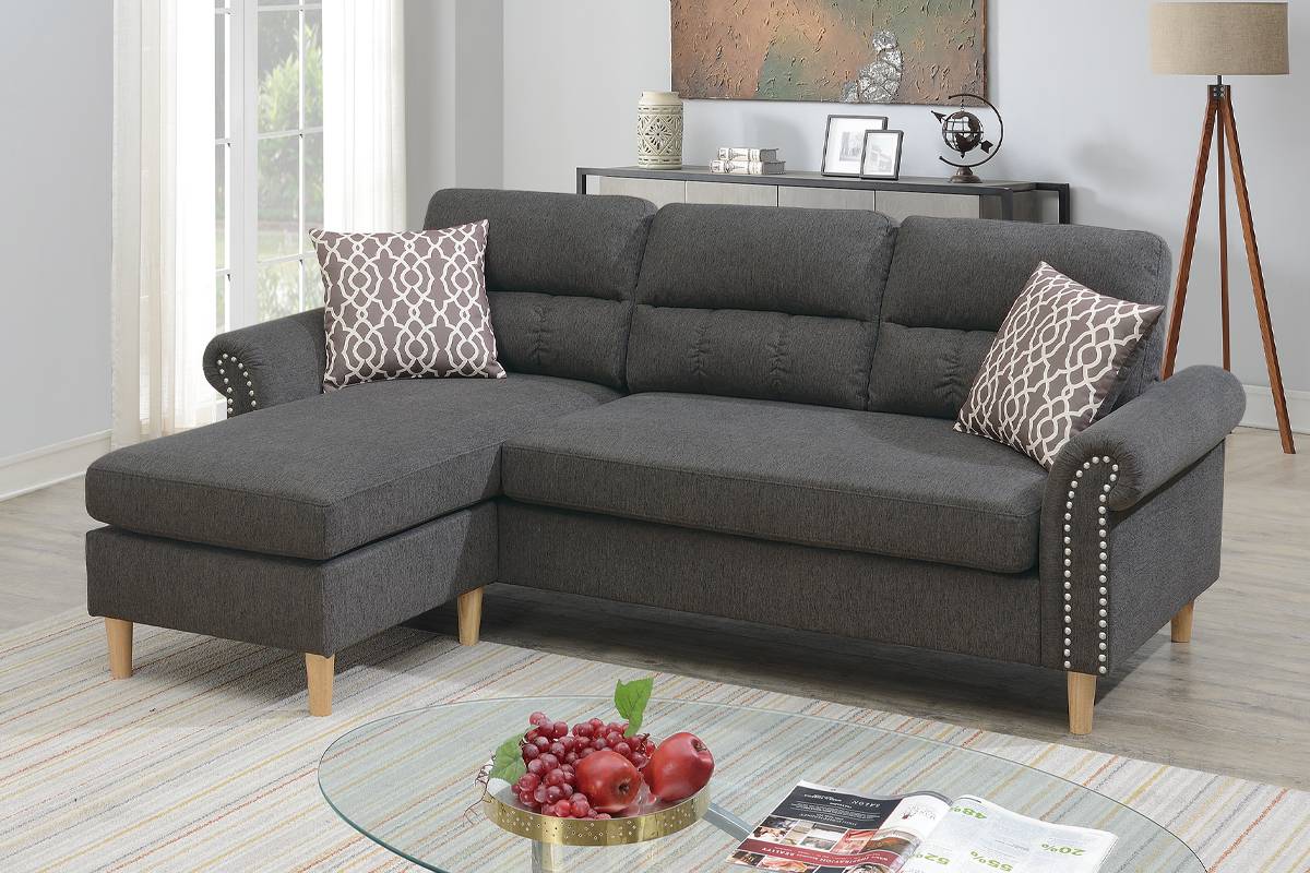 Reversible Sectional Set W/ 2 Accent Pillows