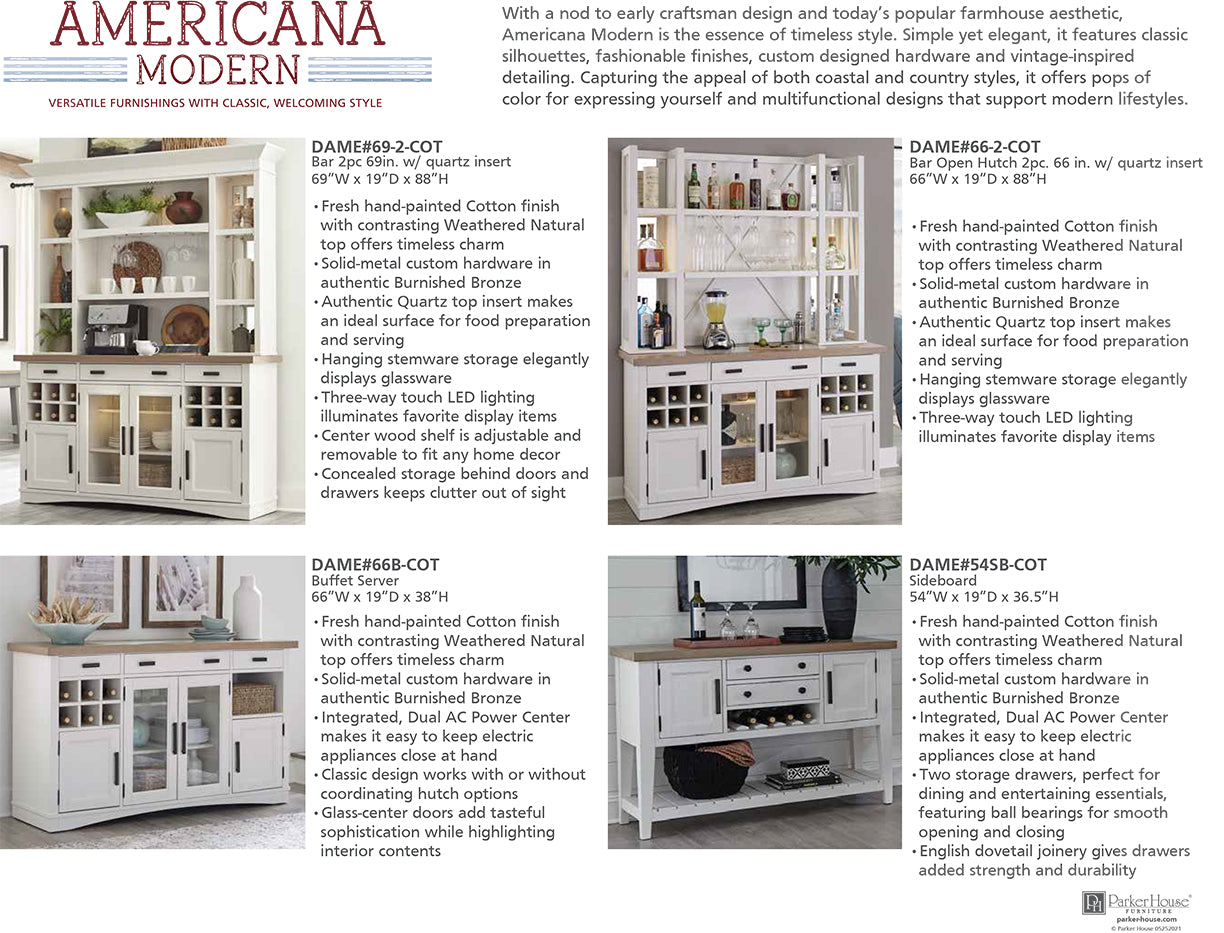 AMERICANA MODERN DINING 2PC 69 IN. BUFFET / DISPLAY HUTCH WITH QUARTZ INSERT