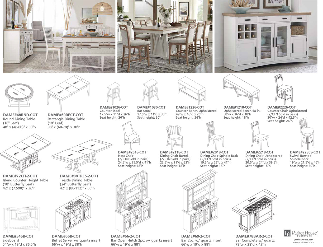 AMERICANA MODERN DINING 2PC 66 IN. BUFFET / BAR OPEN HUTCH WITH QUARTZ INSERT