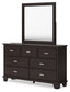 Covetown Full Panel Bed with Mirrored Dresser, Chest and 2 Nightstands