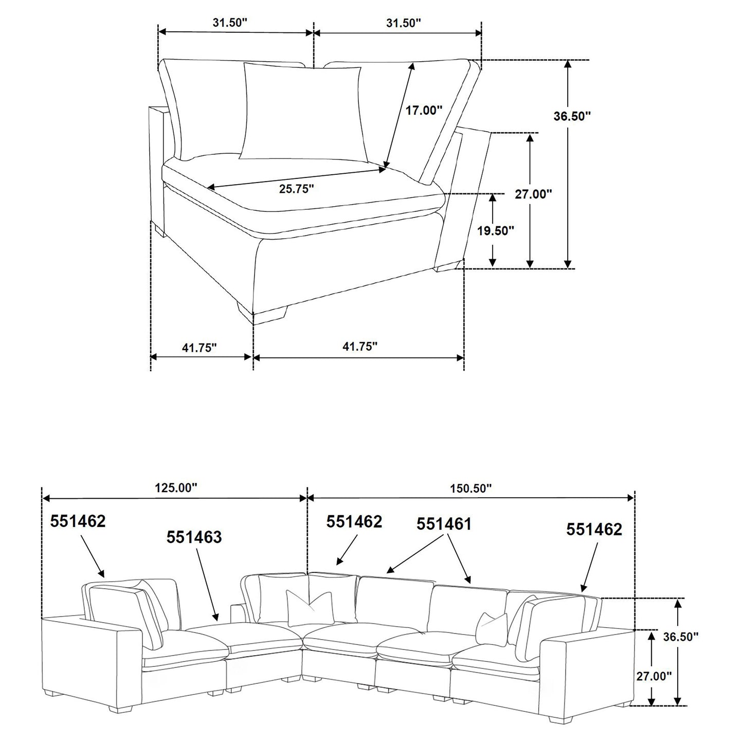 Lakeview 6-piece Upholstered Modular Sectional Sofa Ivory