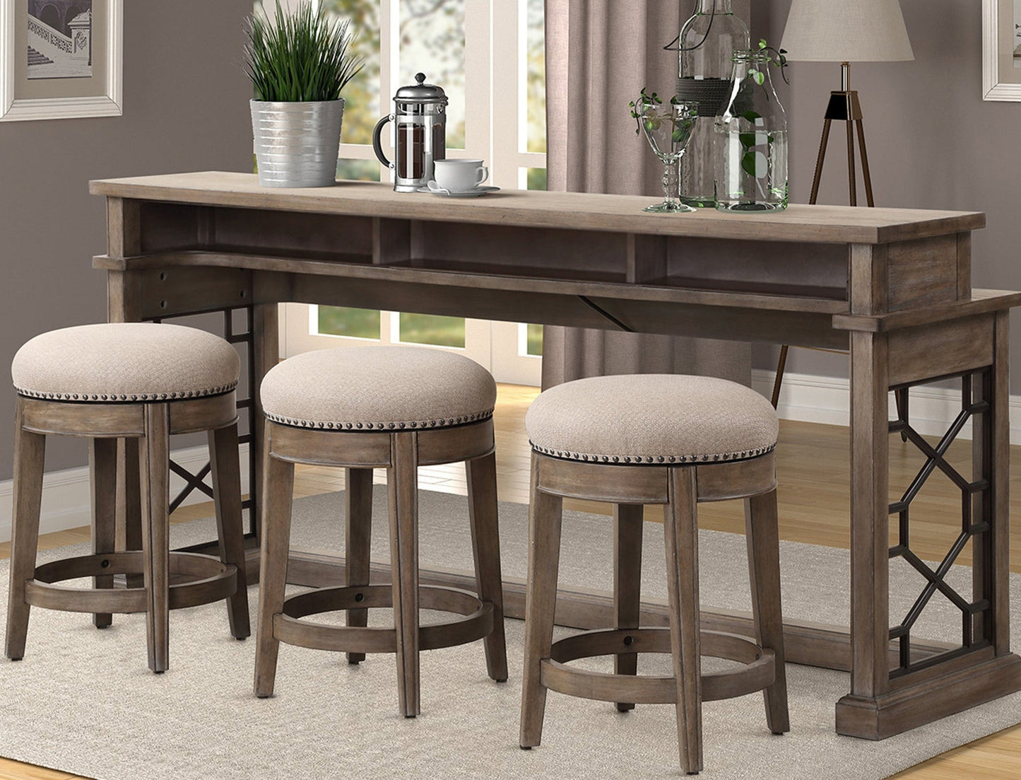 SUNDANCE - SANDSTONE EVERYWHERE CONSOLE WITH 3 STOOLS