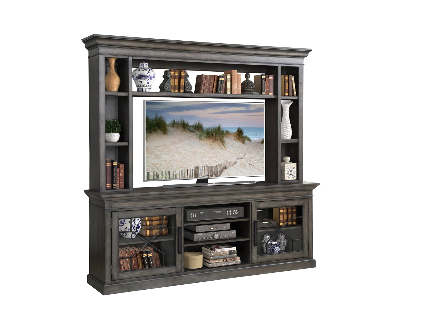 SUNDANCE - SMOKEY GREY 92 IN. CONSOLE WITH HUTCH