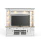 AMERICANA MODERN - COTTON 92 IN. TV CONSOLE WITH HUTCH, BACKPANEL AND LED LIGHTS