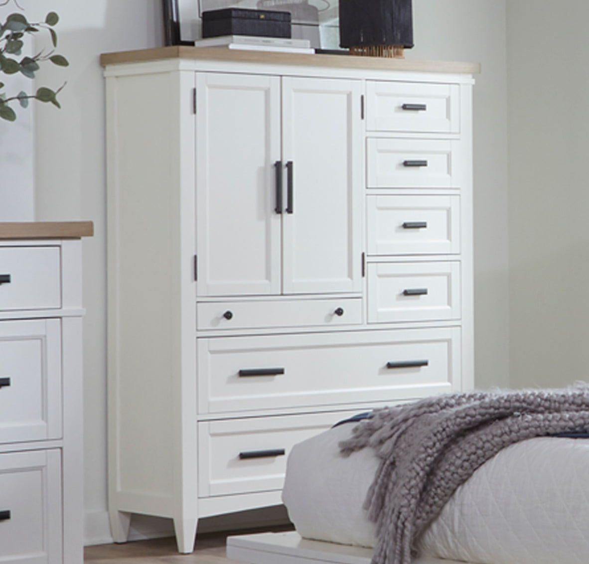 AMERICANA MODERN BEDROOM 2 DOOR CHEST WITH 7 DRAWERS AND WORK STATION