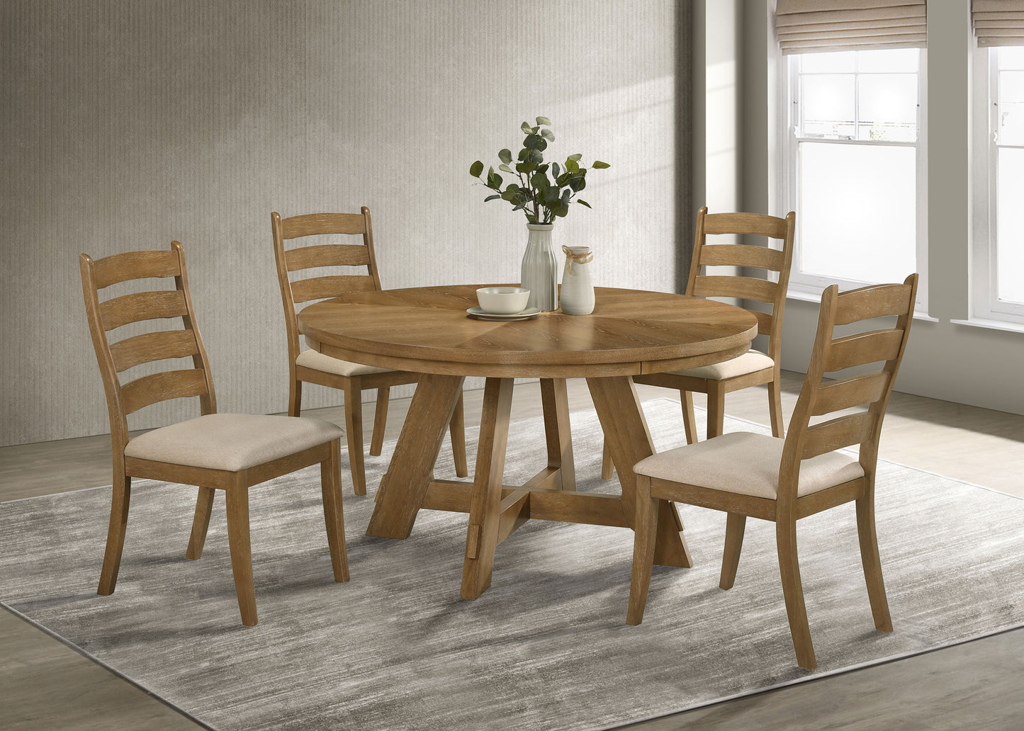 Danvers 5-piece Dining Table Set Brown Oak and Latte