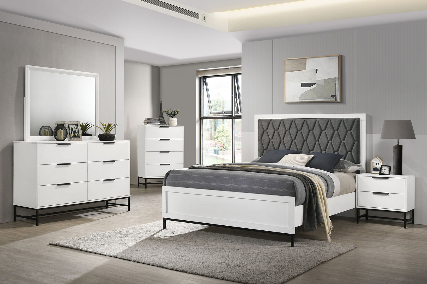 Sonora Eastern King Upholstered Panel Bed White