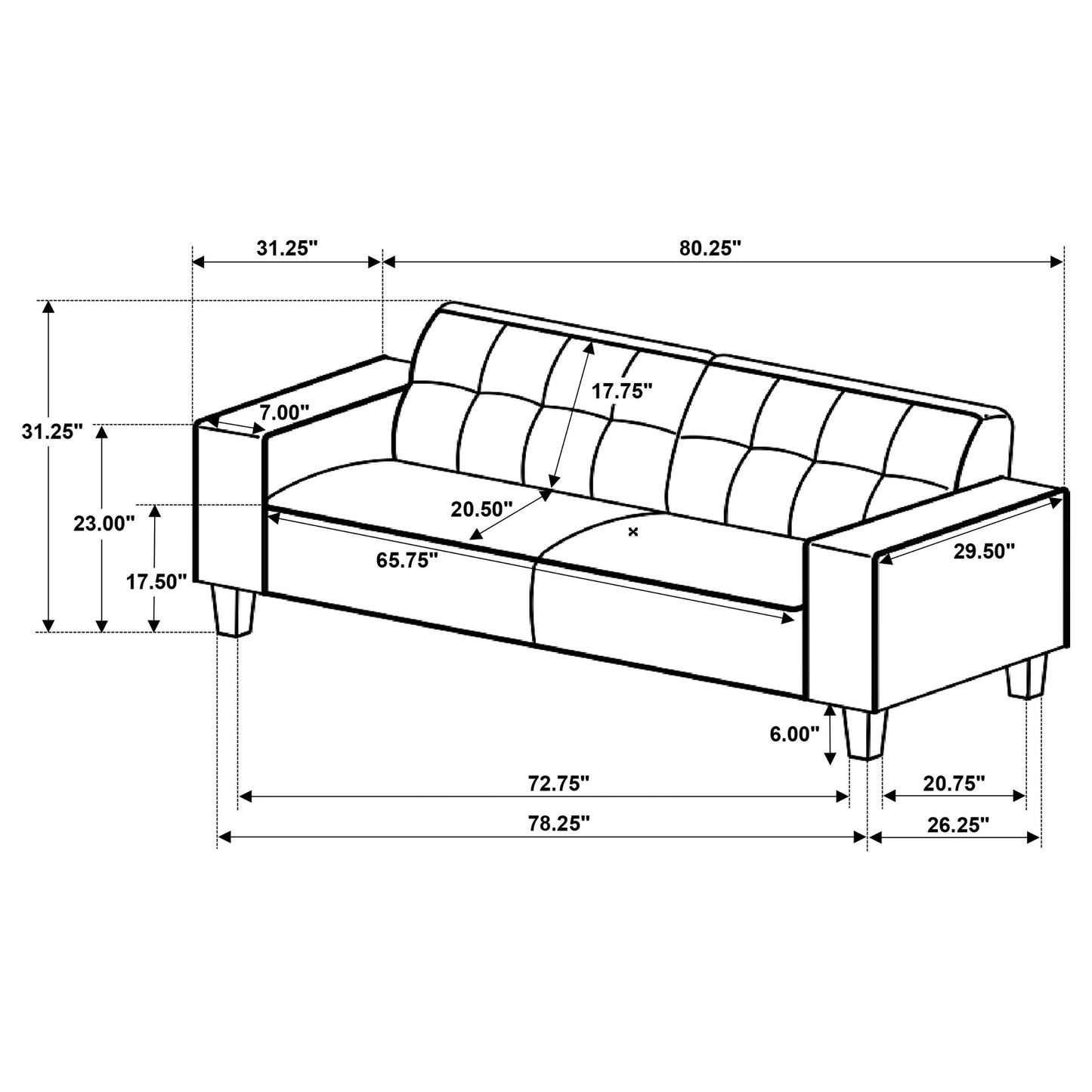 Deerhurst 3-piece Upholstered Track Arm Sofa Set Greige