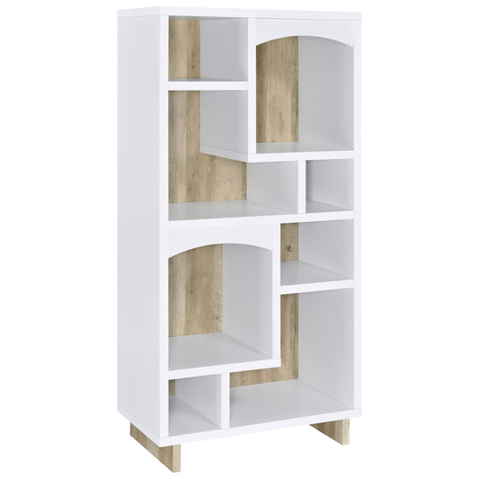 Dalton 65-inch 6-shelf Bookcase White and Distressed Pine