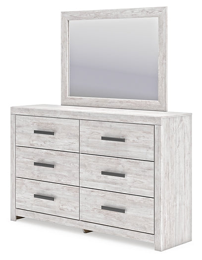 Cayboni Full Panel Bed with Mirrored Dresser, Chest and 2 Nightstands