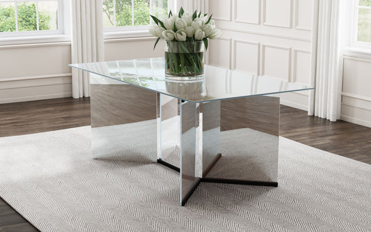 Emery 76-inch Rectangular Mirrored Dining Table Silver