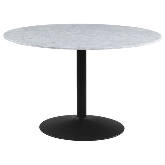 Bartole Round 48-inch Italian Marble Top Dining Table White