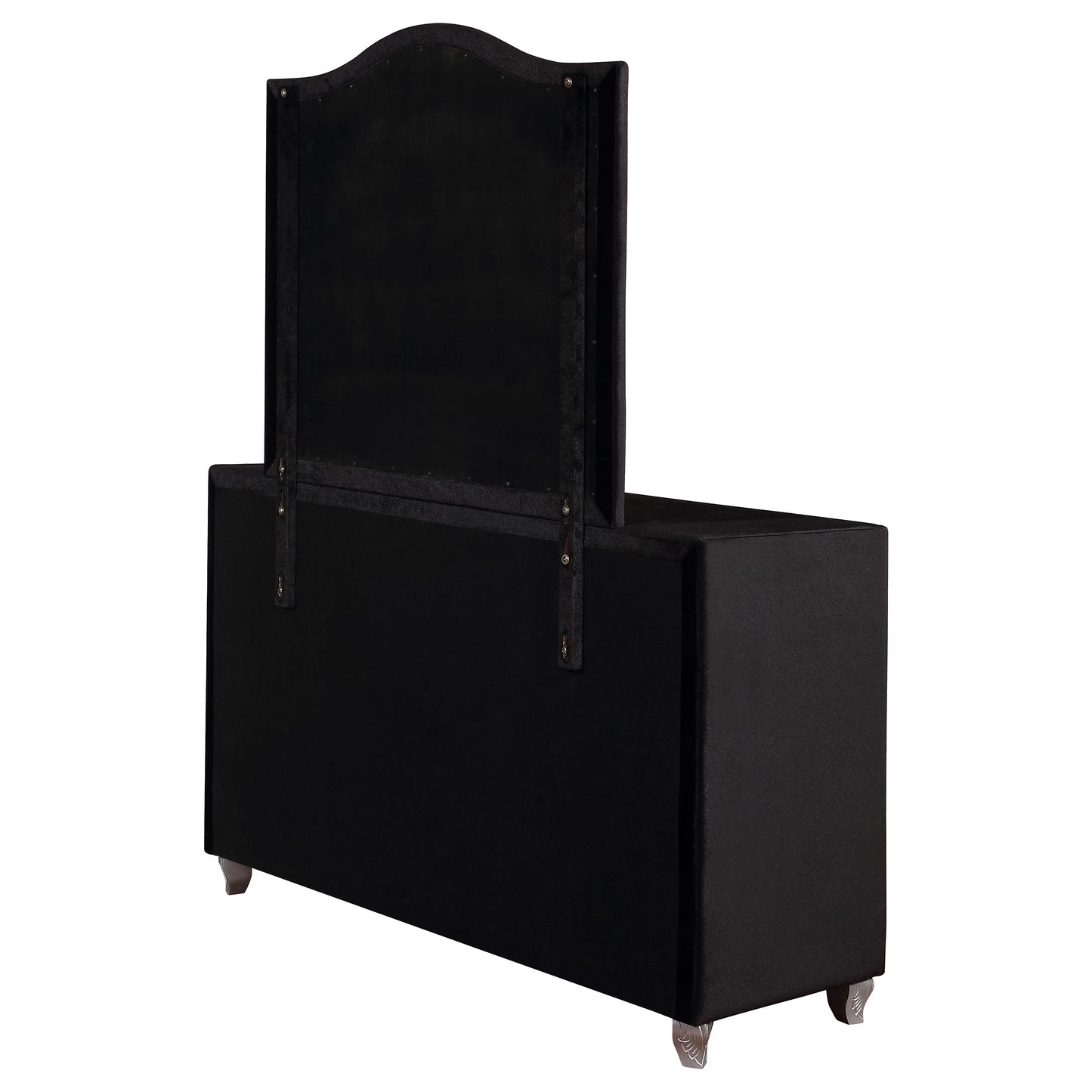 Deanna 7-drawer Upholstered Dresser with Mirror Black