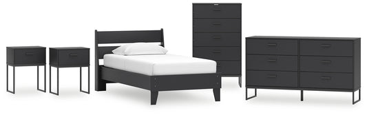 Ashley Express - Socalle Twin Panel Platform Bed with Dresser, Chest and 2 Nightstands
