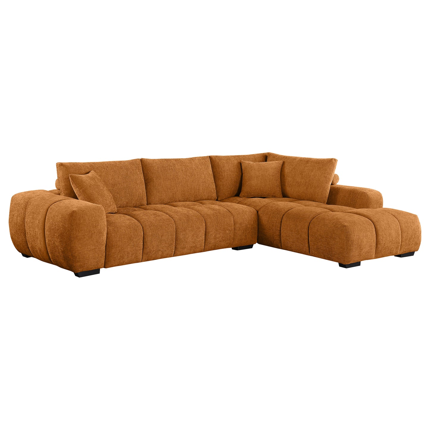 Camacho Upholstered Sectional Sofa with Ottoman Set Orange