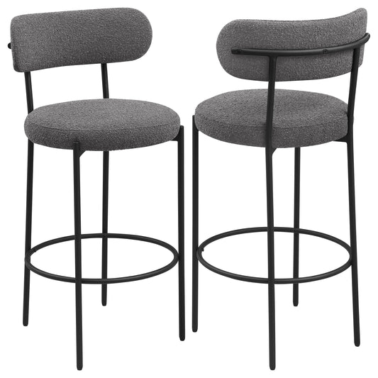Viola Boucle Upholstered Bar Chair Grey (Set of 2)