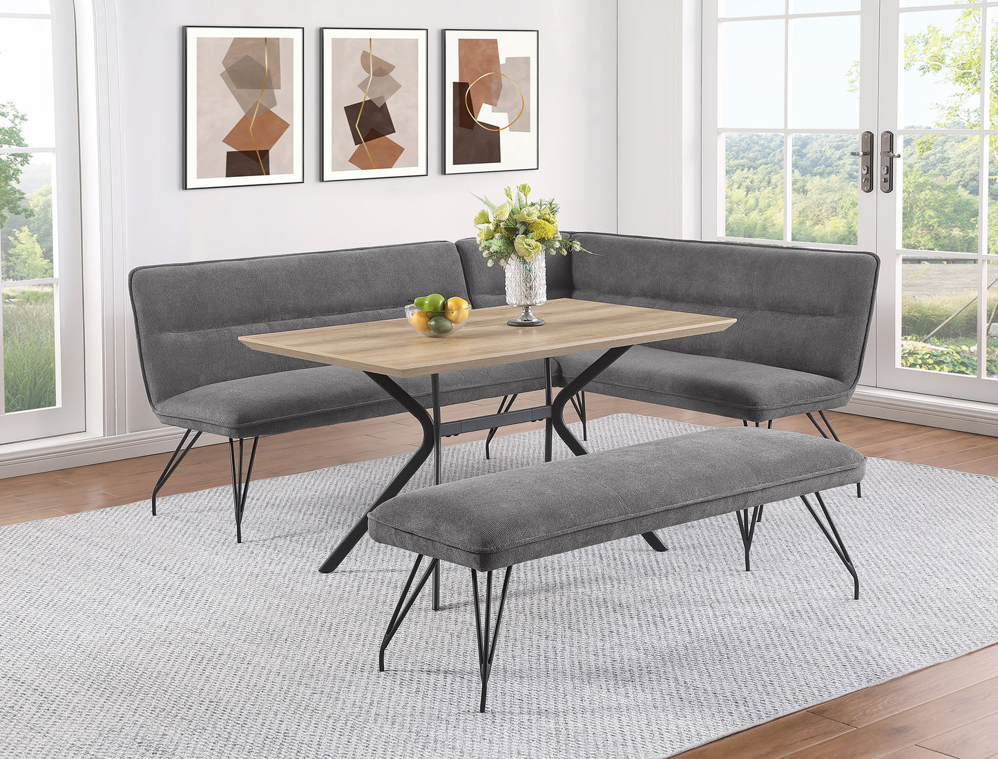 Dodson Fabric Upholstered Dining Bench Grey