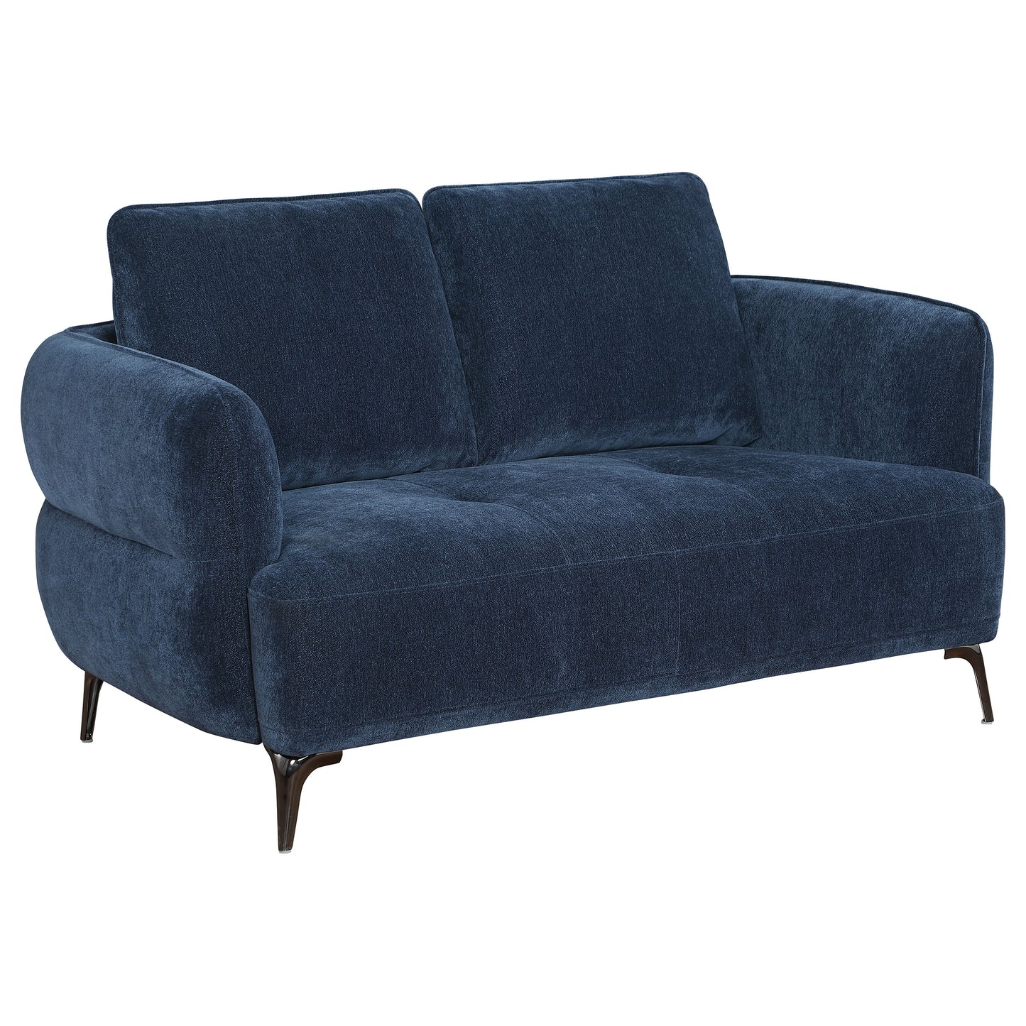 Lively Chenille Upholstered Modern Track Arm Loveseat Blue