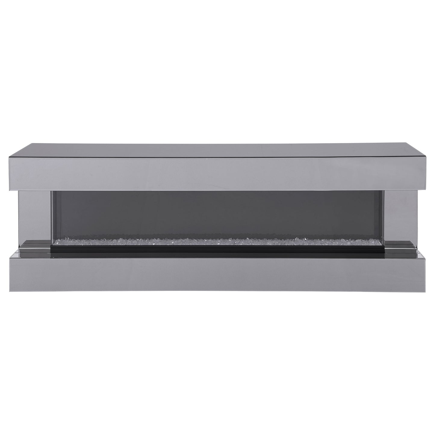 Vallerie 71" TV Stand with Visual Flame Box Grey Mirror