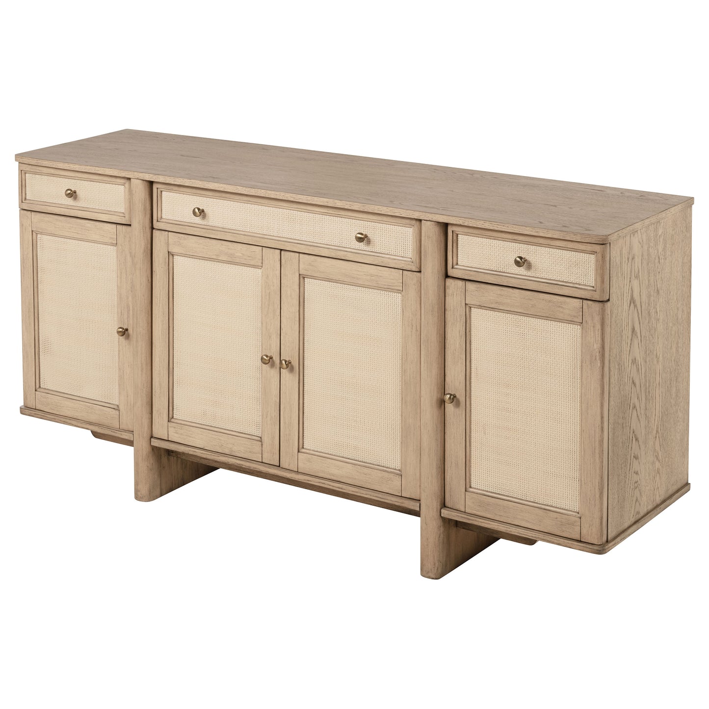 Kailani 4-door Cane Sideboard Buffet Cabinet Beige Oak