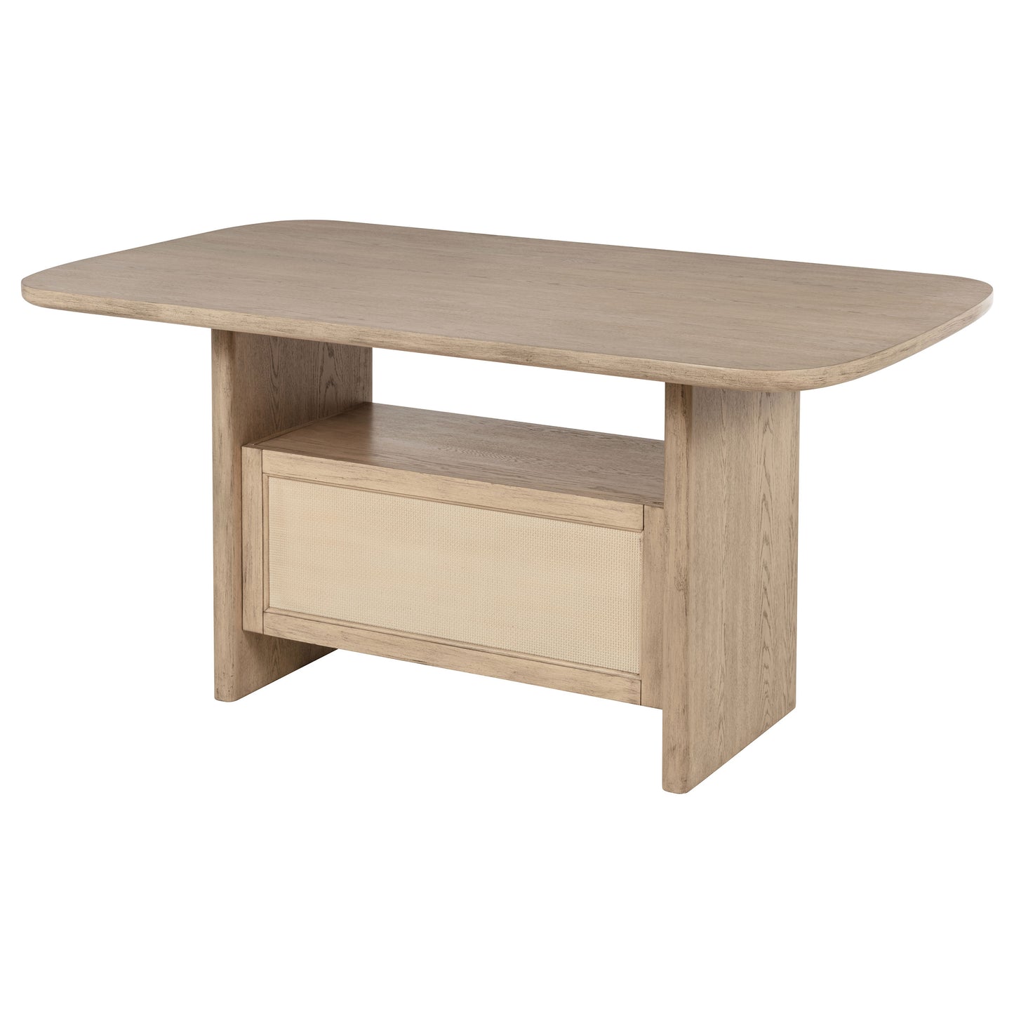 Kailani Cane Counter Height Storage Dining Table Beige Oak