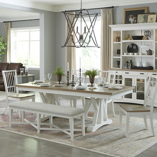 AMERICANA MODERN DINING DINING TABLE 88 IN. X 42 IN. TRESTLE TO 112 IN. (24 IN. BUTTERFLY LEAF)