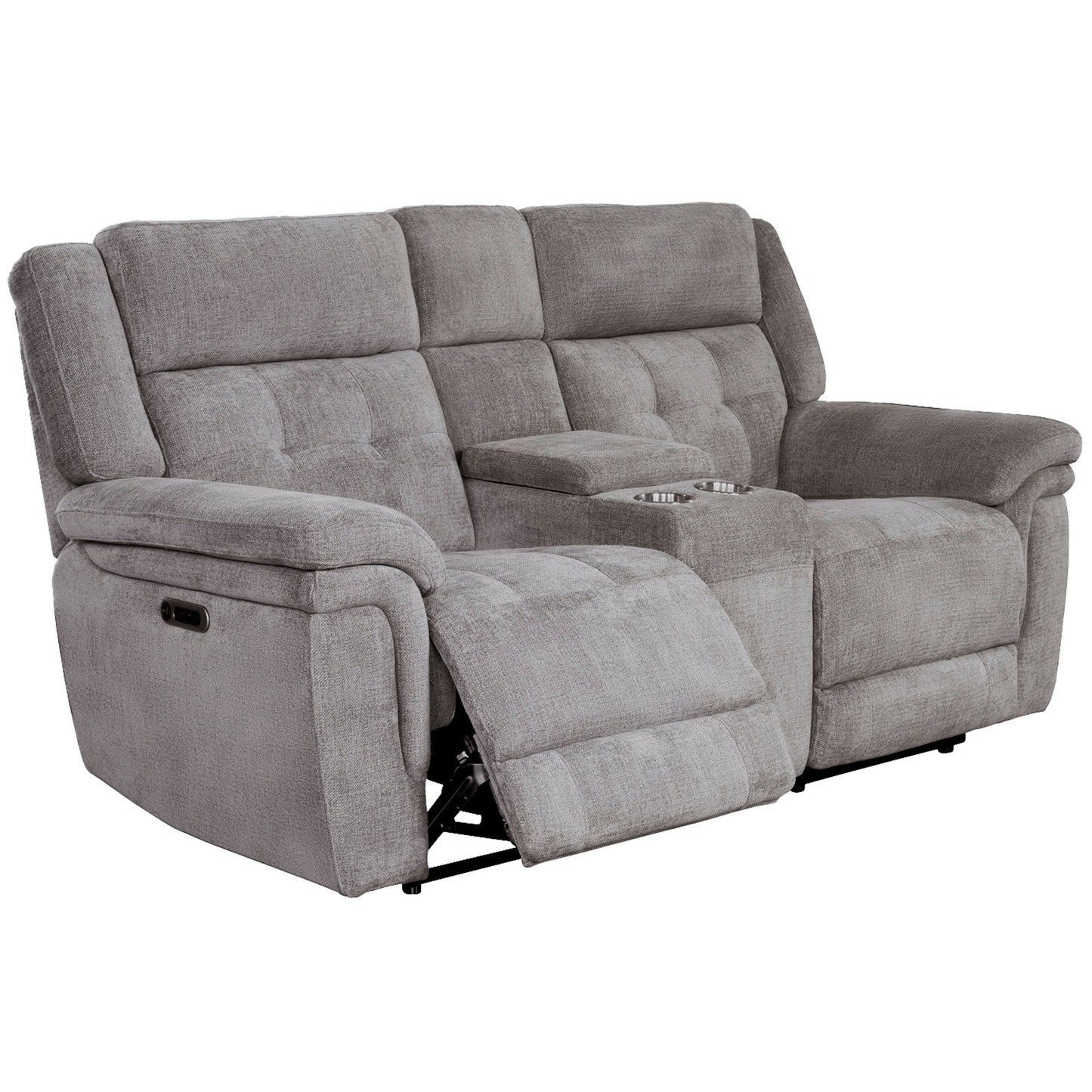 RICHLAND - BRISTOL GREY POWER CONSOLE LOVESEAT WITH POWER HEADRESTS