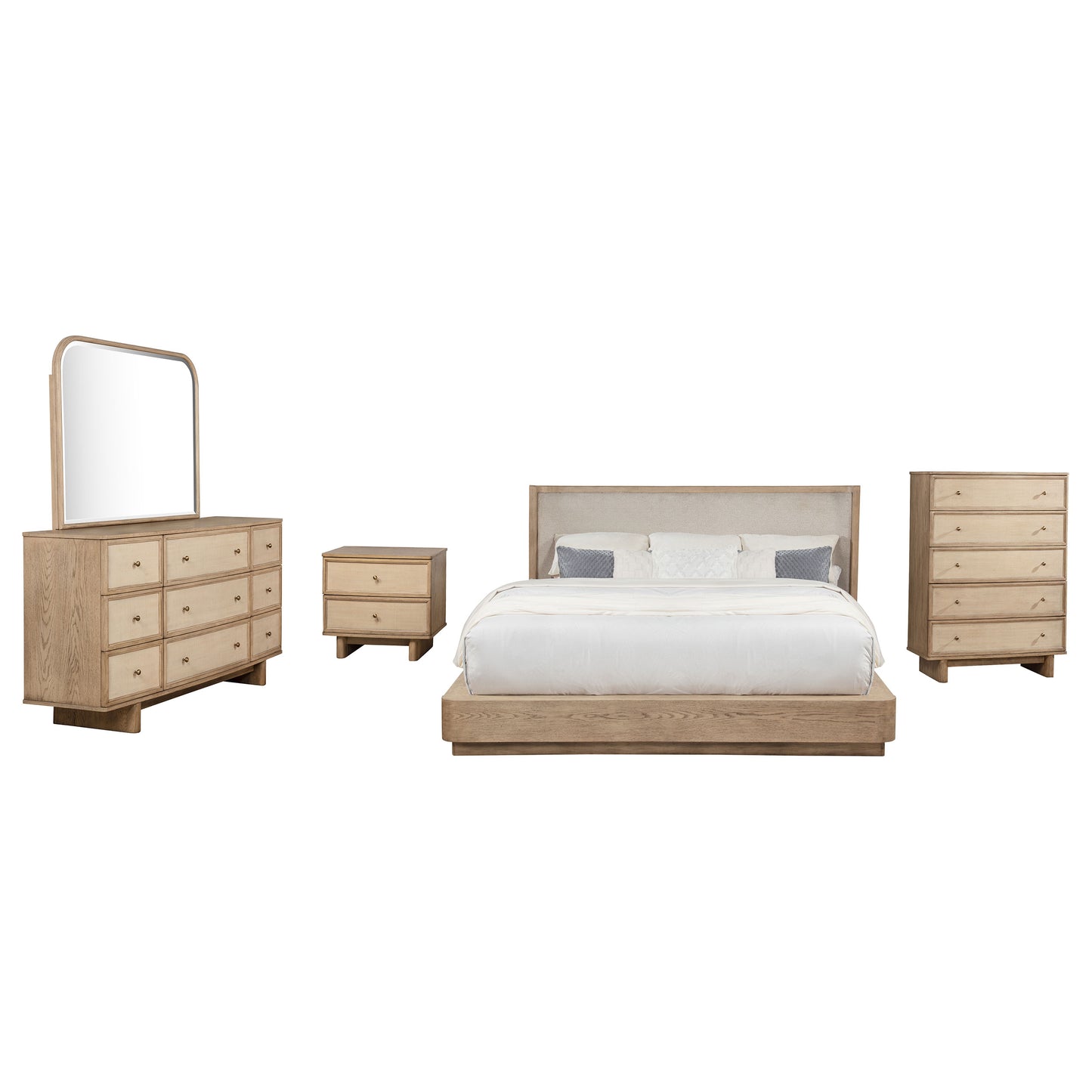 Kailani 5-piece Eastern King Bedroom Set Beige Oak