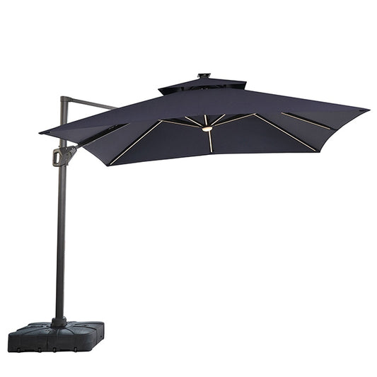 Sano - 10 Ft Square Umbrella w/ Double Top w/ LED Light + 37" Large Base