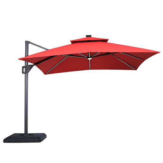 Sano - 10 Ft Square Umbrella w/ Double Top w/ LED Light + 37" Large Base