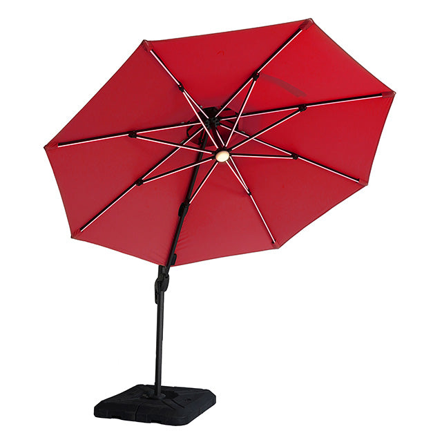 Fera - 10 Ft Round Umbrella w/ LED Bulb + 37" Large Base