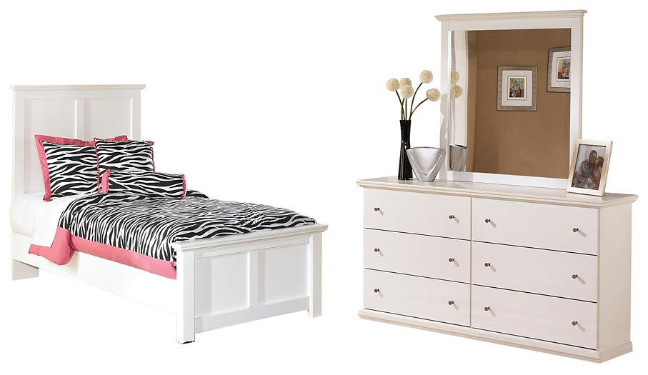 Bostwick Shoals Twin Panel Bed with Mirrored Dresser