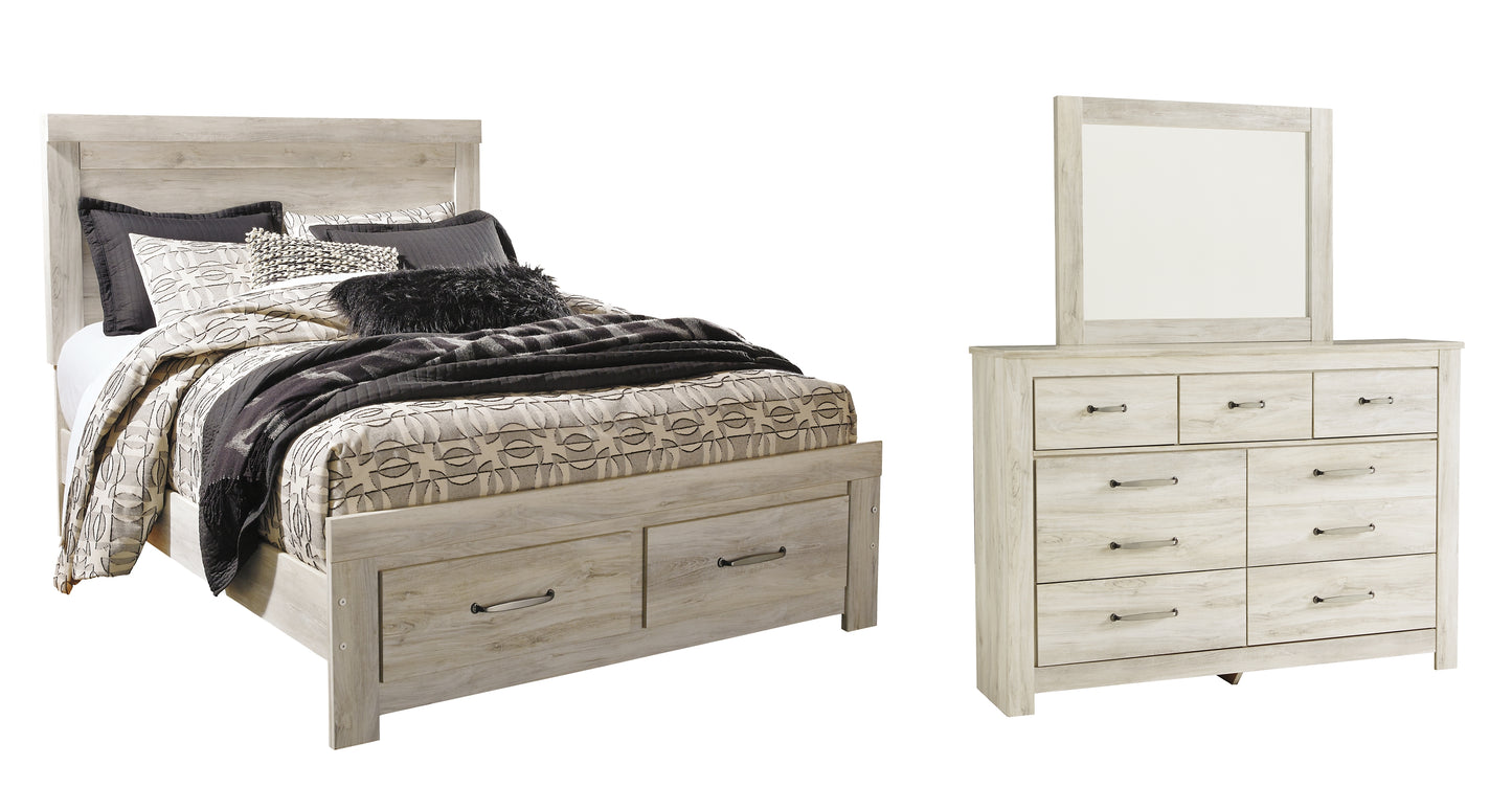 Bellaby  Platform Bed With 2 Storage Drawers With Mirrored Dresser