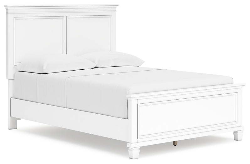 Fortman Full Panel Bed with Mirrored Dresser, Chest and 2 Nightstands