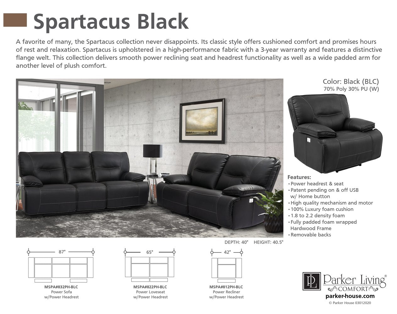 SPARTACUS - BLACK POWER RECLINING COLLECTION