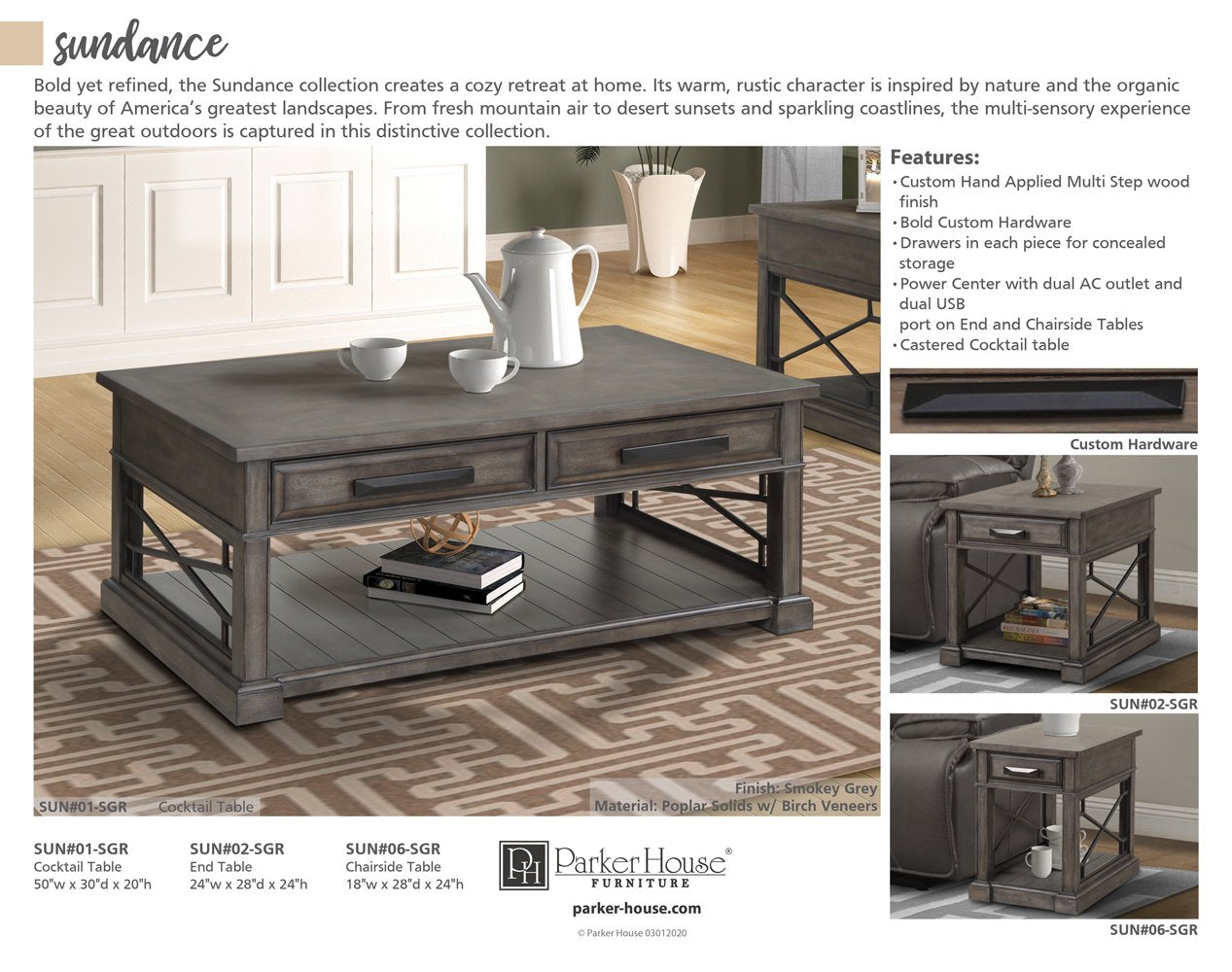 SUNDANCE - SMOKEY GREY EVERYWHERE CONSOLE WITH 3 STOOLS