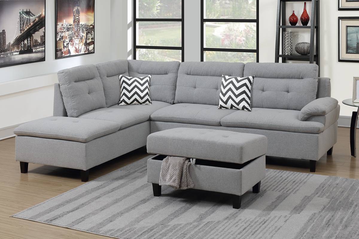 3-Piece Sectional Set W/ Ottoman