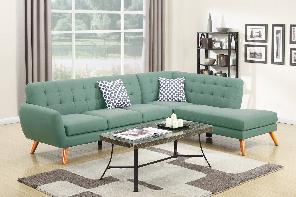 2-Piece Sectional Set W/ 2 Accent Pillows