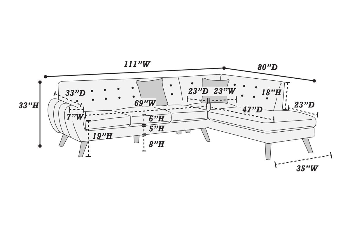 2-Piece Sectional Set W/ 2 Accent Pillows