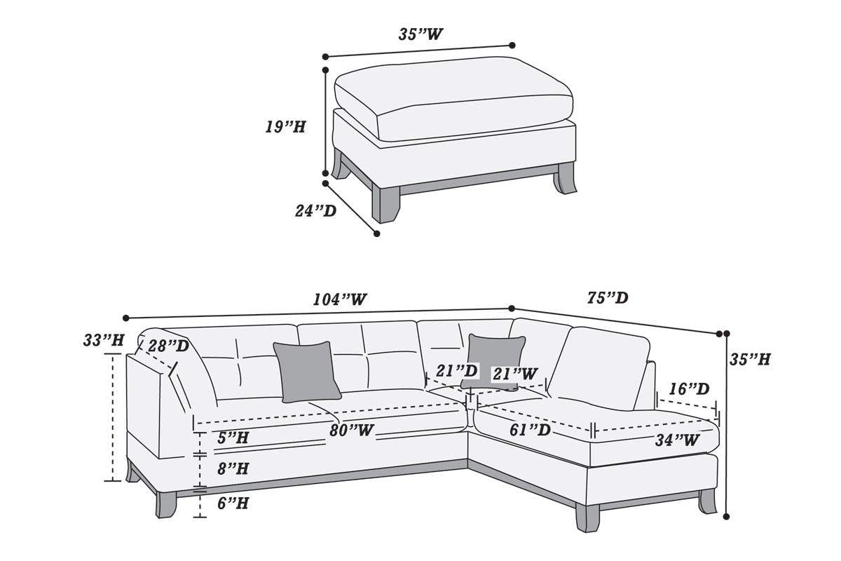 3-Piece Sectional Set W/ Ottoman