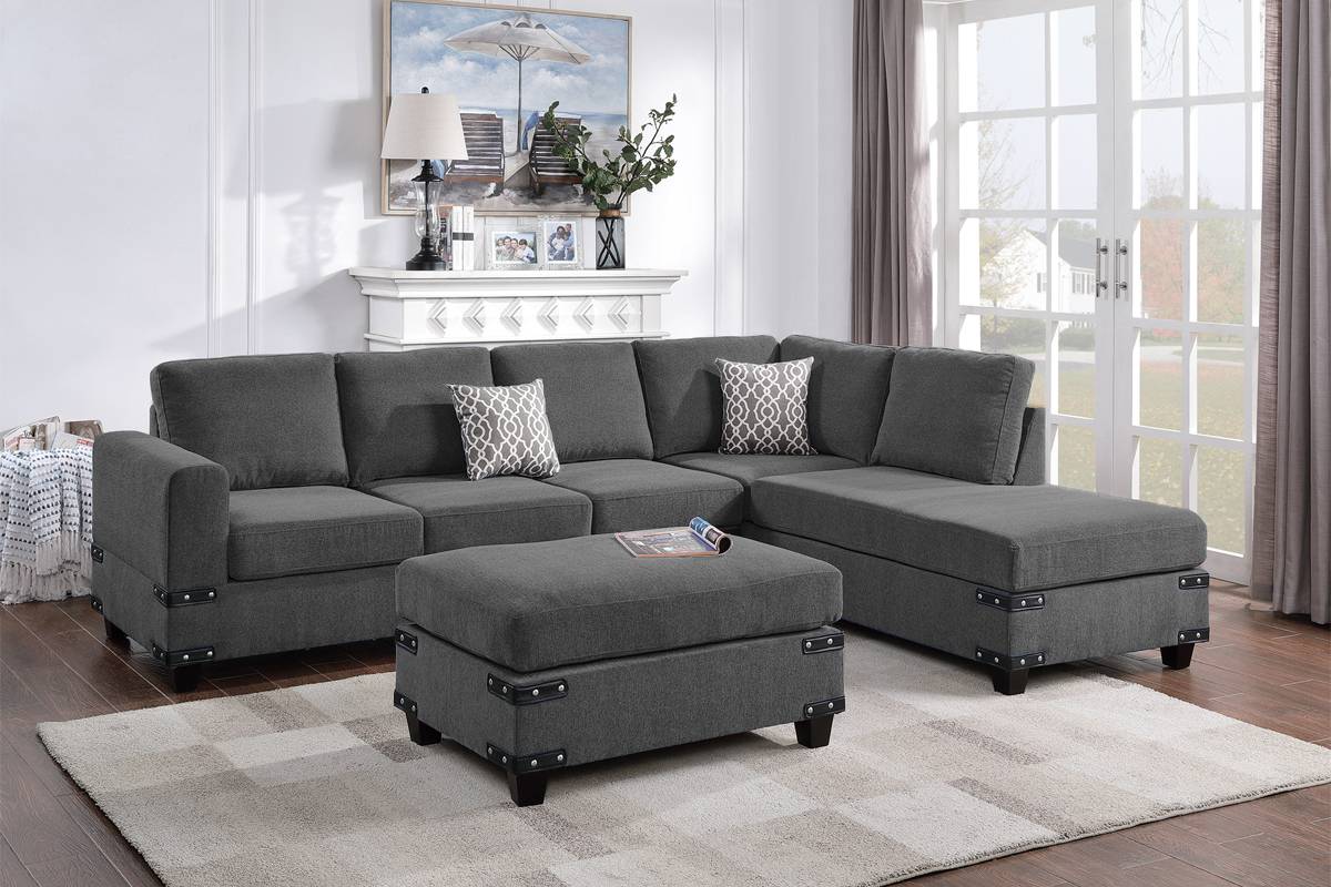 3-Piece Sectional Set W/ Ottoman