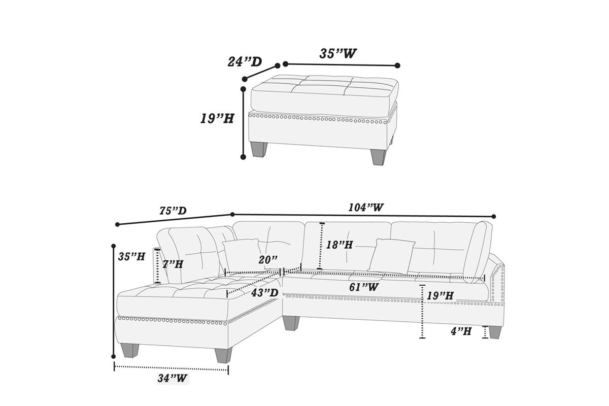 Reversible Sectional Set W/ Ottoman