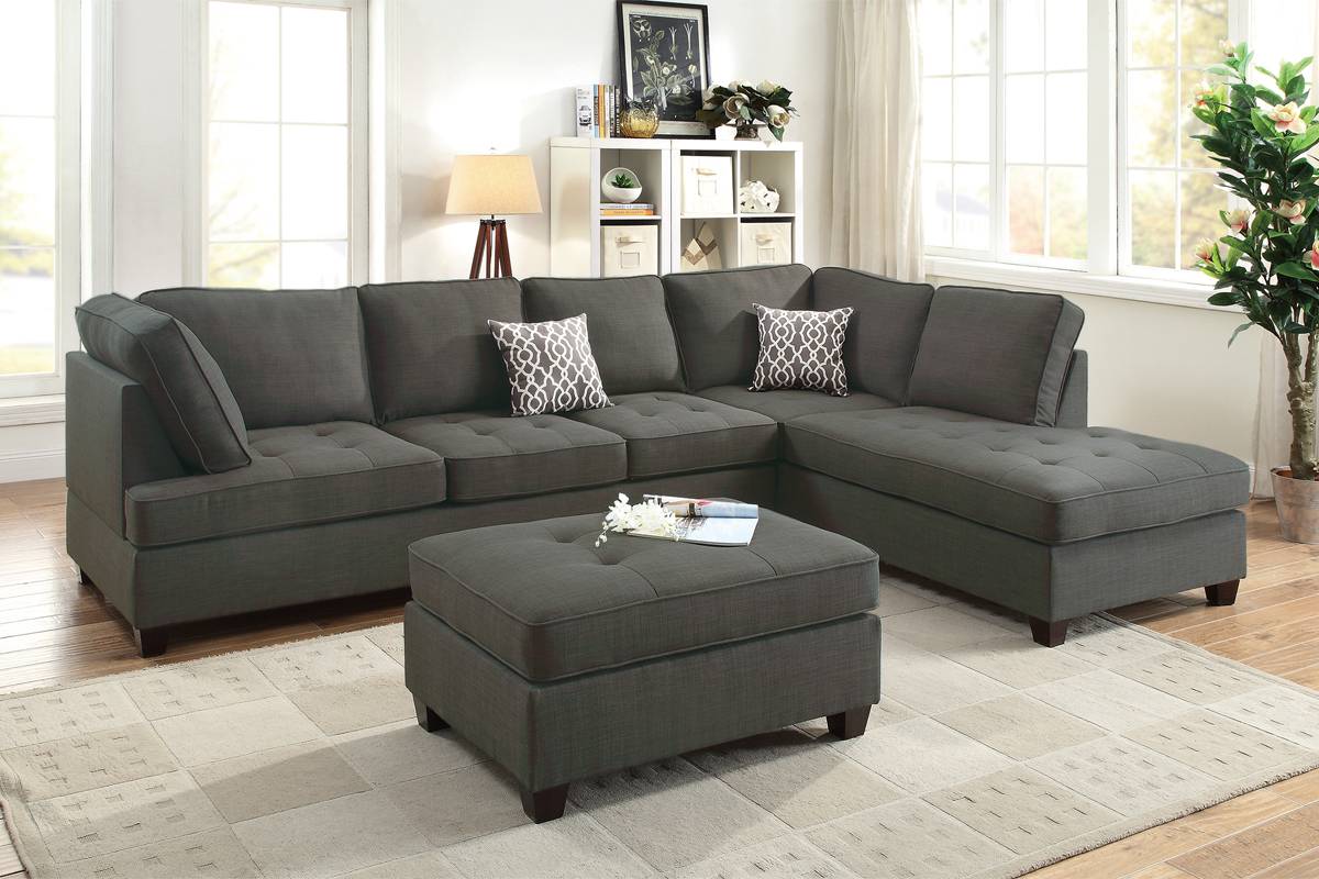 2-Piece Sectional Set W/ 2 Accent Pillows