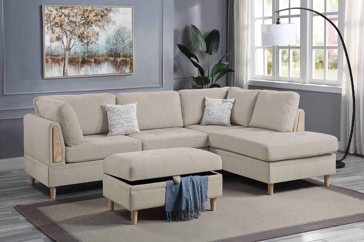 3-Piece Sectional Set W/ Ottoman