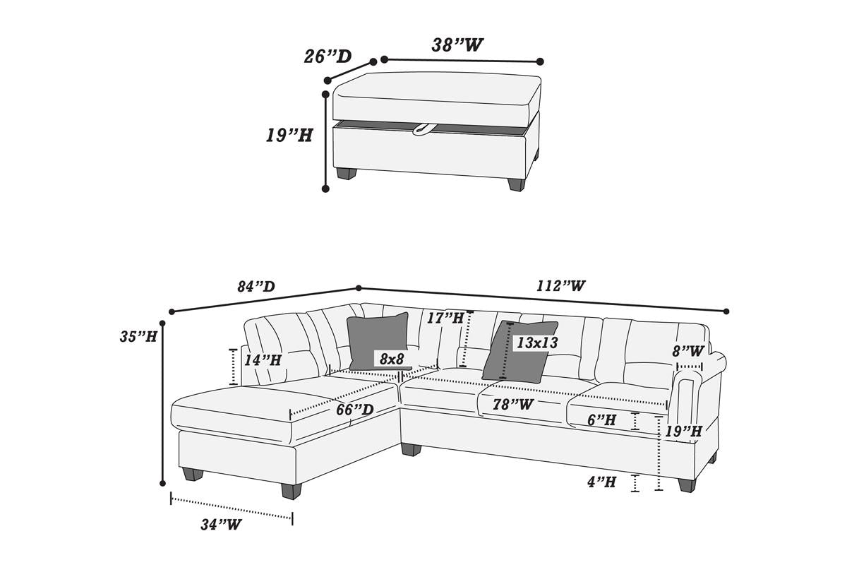 3-Piece Sectional Set W/ Ottoman