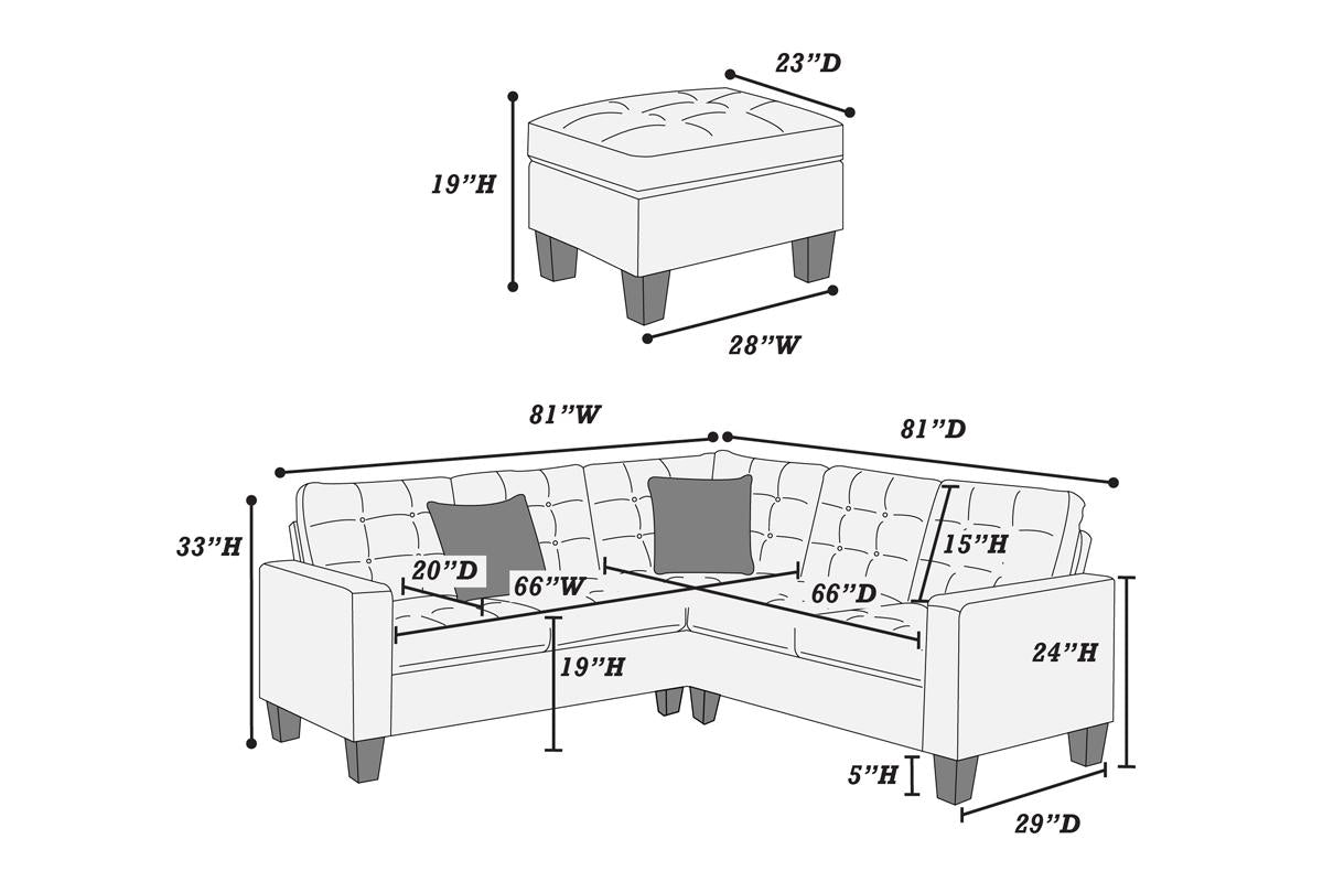 4 -Piece Upholstered Modular Sectional W/ Ottoman