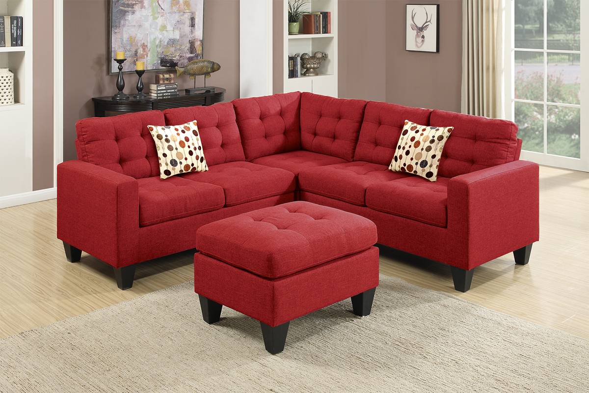 4 -Piece Upholstered Modular Sectional W/ Ottoman