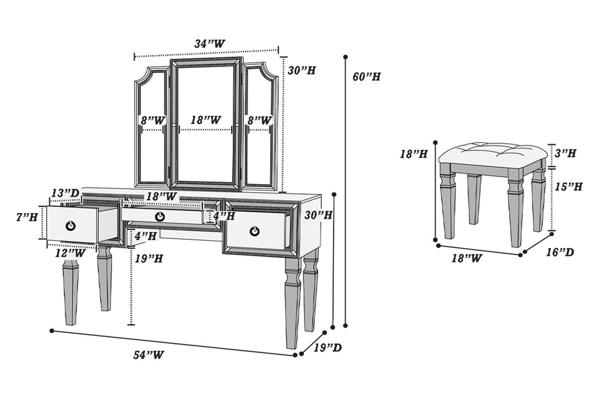 VANITY SET W/ STOOL /CHERRY